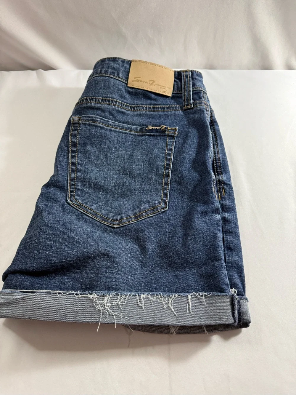 Seven7 Dark‎ Indigo Denim Shorts with Contrast Stitching